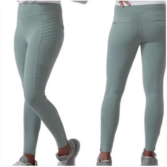 Athleta Delancey Moto Tight Leggings Pant Women XS Light Green Travel Athletic - Picture 2 of 16